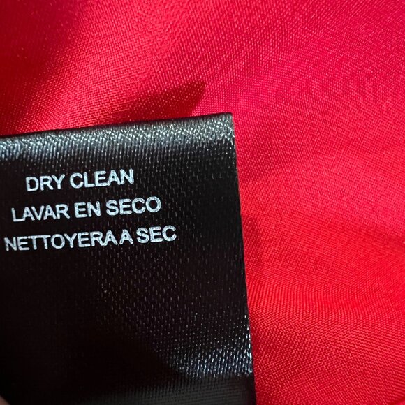 Tahari ASL Ruffle Pleat Detail Tie Neck Bell Sleeve Dress Red Size 2 NWOT - Picture 11 of 12